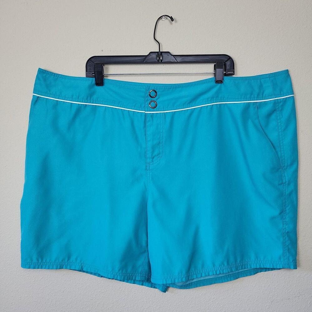 Faded Glory Womens Aqua Comfort Flat Front Slash Pockets‎ Swim Shorts Size 3XL